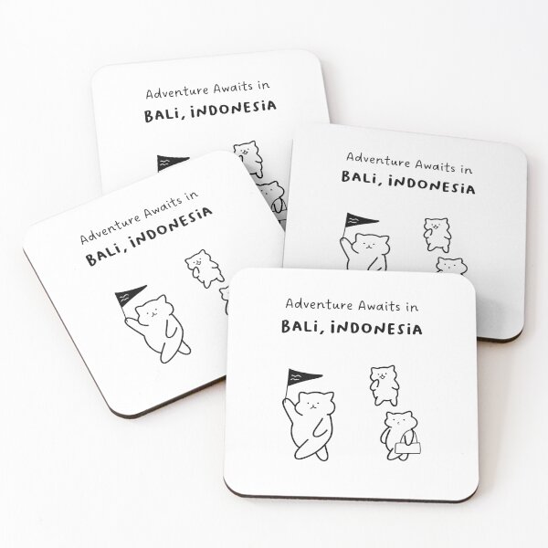 Item preview, Adventure Awaits in Bali, Indonesia | Cute Cat Characters in Minimalist Line Art designed and sold by RM-Journey.