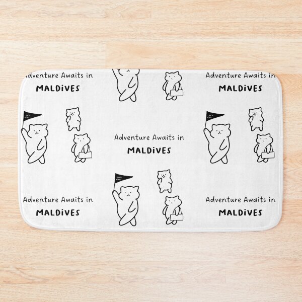 Item preview, Adventure Awaits in Maldives, Maldives | Cute Cat Characters in Minimalist Line Art designed and sold by RM-Journey.