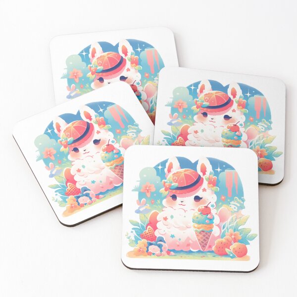 Item preview, Llama eating strawberry ice cream in the garden designed and sold by WoollenLlama.