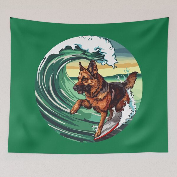 Item preview, Surfing German Shepherd designed and sold by VelvetRoom.