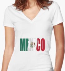 Mexican flag overlay Women's Fitted V-Neck T-Shirt
