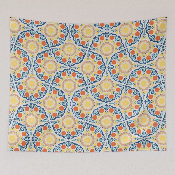 Item preview, Aegean Summer Oranges And Lemons Art Deco Fans designed and sold by Triplicate Limited.