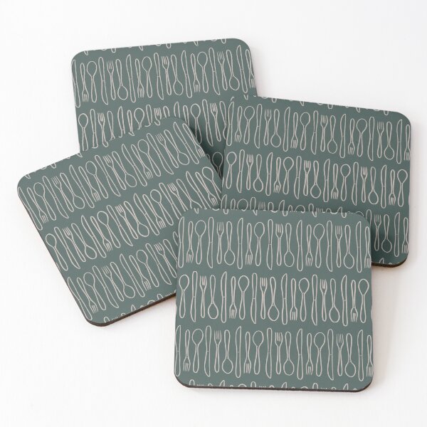 Item preview, Kitchen Cutlery & Silverware Pattern in Green designed and sold by srsig designs.