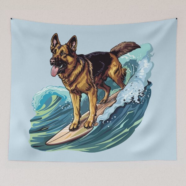 Item preview, Surfing German Shepherd designed and sold by VelvetRoom.