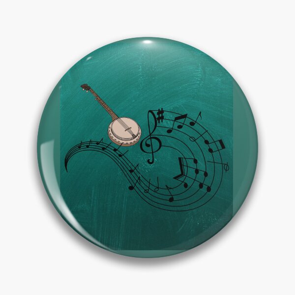 Item preview, A Banjo With Musical Notation On Teal designed and sold by BrightrDayMusicArt.