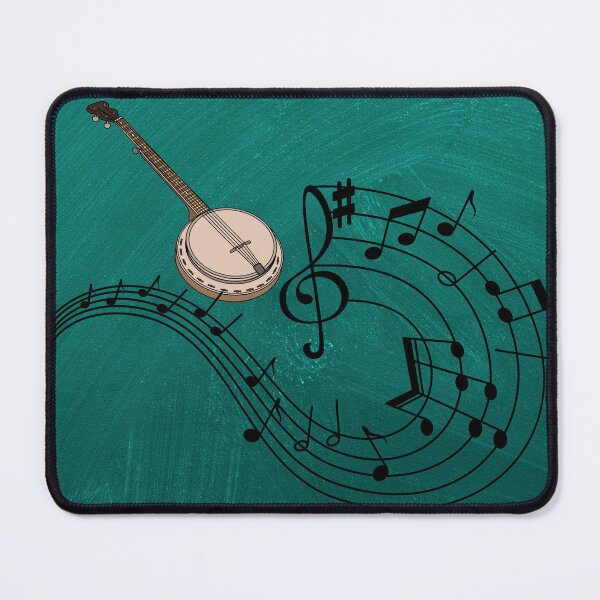 Item preview, A Banjo With Musical Notation On Teal designed and sold by BrightrDayMusicArt.