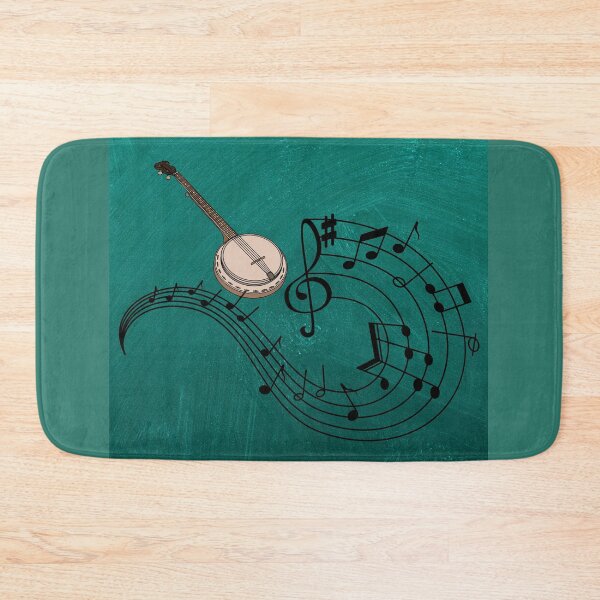Item preview, A Banjo With Musical Notation On Teal designed and sold by BrightrDayMusicArt.