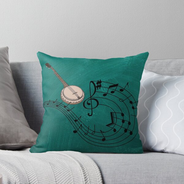 Item preview, A Banjo With Musical Notation On Teal designed and sold by BrightrDayMusicArt.