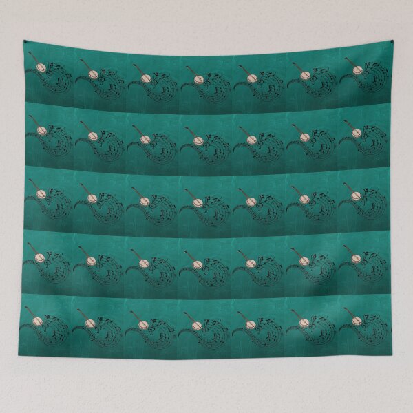 Item preview, A Banjo With Musical Notation On Teal designed and sold by BrightrDayMusicArt.