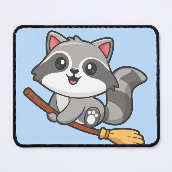 Item preview, Cute Raccoon Flying with Magic Broom Cartoon Vector Icon Illustration designed and sold by hjian8219.