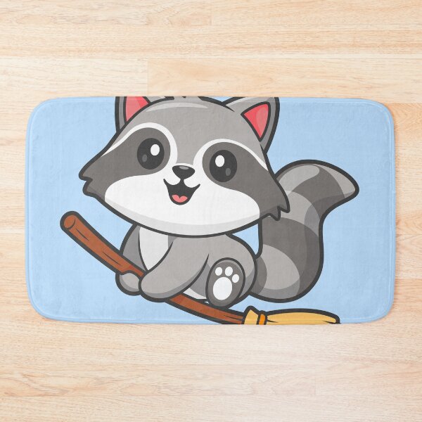 Item preview, Cute Raccoon Flying with Magic Broom Cartoon Vector Icon Illustration designed and sold by hjian8219.