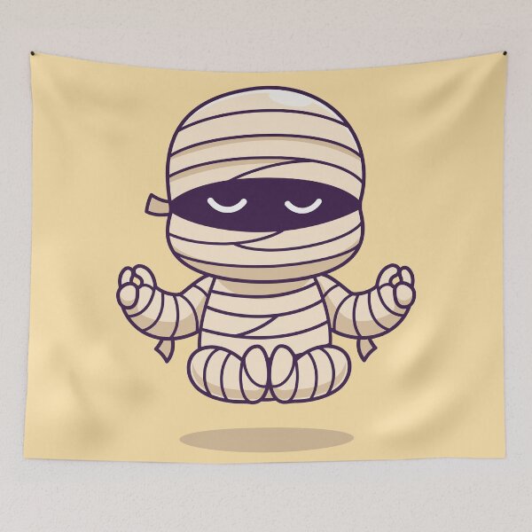 Item preview, cute-mummy-meditation-yoga-cartoon-vector-icon-illustration-holiday-sport-icon-isolated-flat-vector designed and sold by hjian8219.