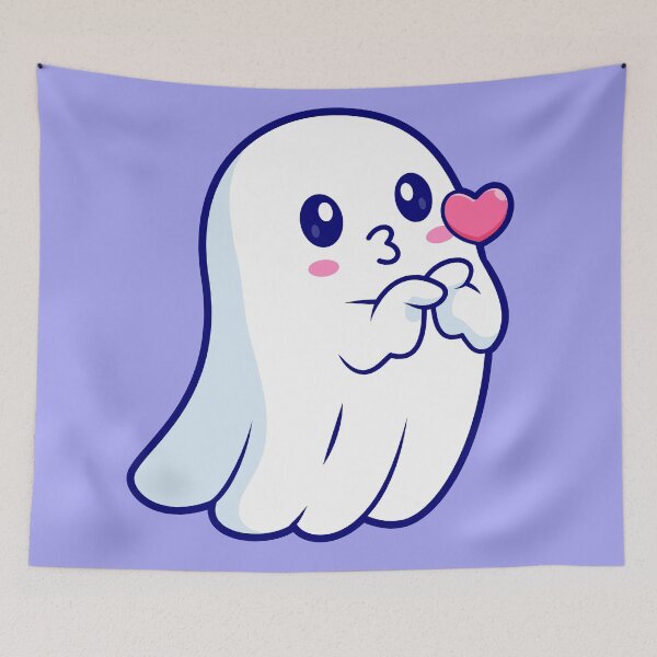 Item preview, Cute Ghost with Love Heart Cartoon Vector Icon Illustration designed and sold by hjian8219.