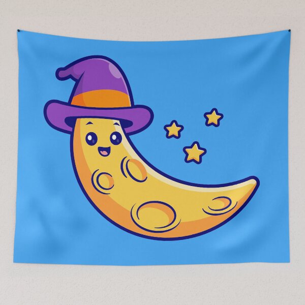 Item preview, Cute Witch Moon Cartoon Vector Icon Illustration designed and sold by hjian8219.
