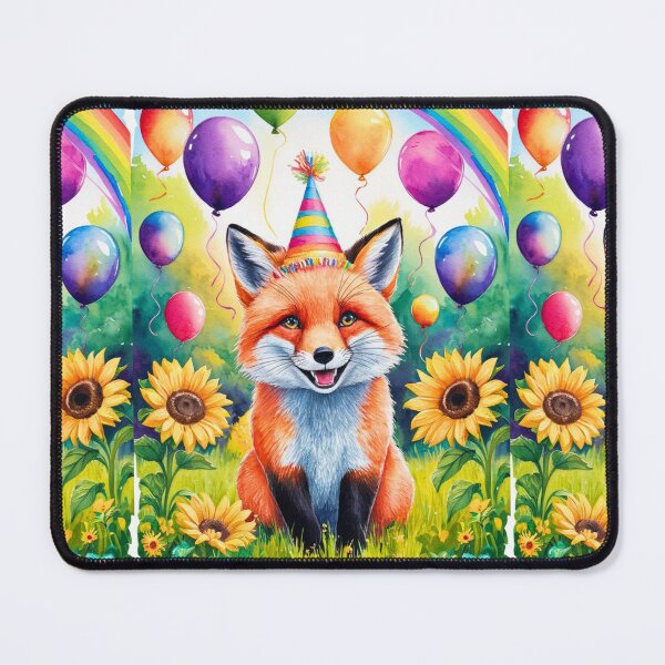Item preview, Birthday Celebration. Birthday Fox. Adorable fox, birthday balloons, watercolor fox, fox drawing, floral fox designed and sold by FoxVibes.