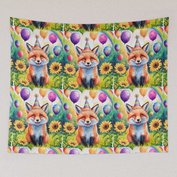 Item preview, Birthday Celebration. Birthday Fox. Adorable fox, birthday balloons, watercolor fox, fox drawing, floral fox designed and sold by FoxVibes.