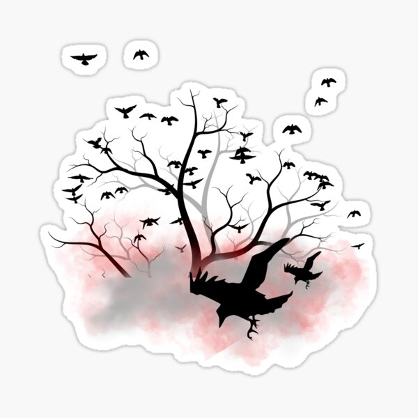 Item preview, crows and birds on the tree black and pink designed and sold by KoraaS.