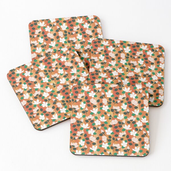 Item preview, White Azalea Garden on Abstract Orange Stripes designed and sold by Lifestyle by Croff.