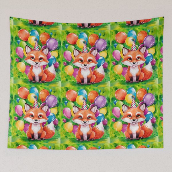 Item preview, Birthday Celebration. Birthday Fox. Adorable fox, birthday balloons, watercolor fox, fox drawing, floral fox designed and sold by FoxVibes.