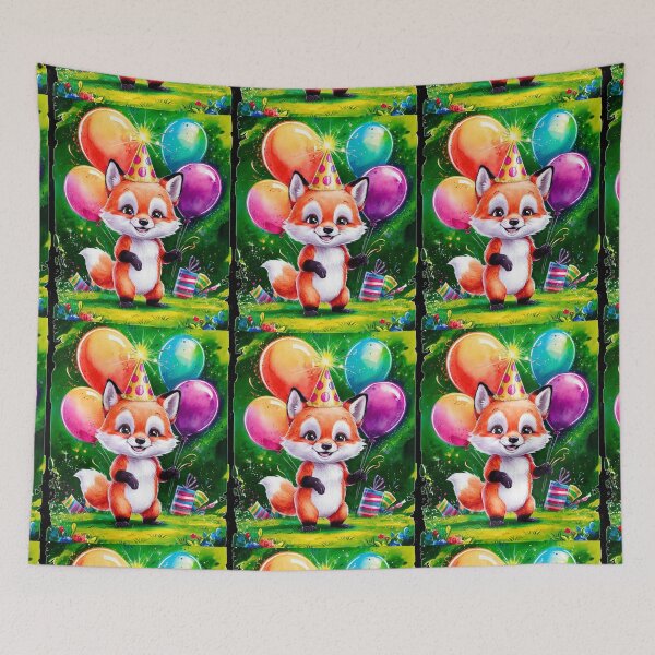 Item preview, Birthday Celebration. Birthday Fox. Adorable fox, birthday balloons, watercolor fox, fox drawing, floral fox designed and sold by FoxVibes.