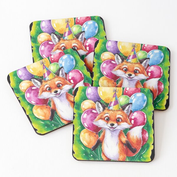 Item preview, Birthday Celebration. Birthday Fox. Adorable fox, birthday balloons, watercolor fox, fox drawing, floral fox designed and sold by FoxVibes.