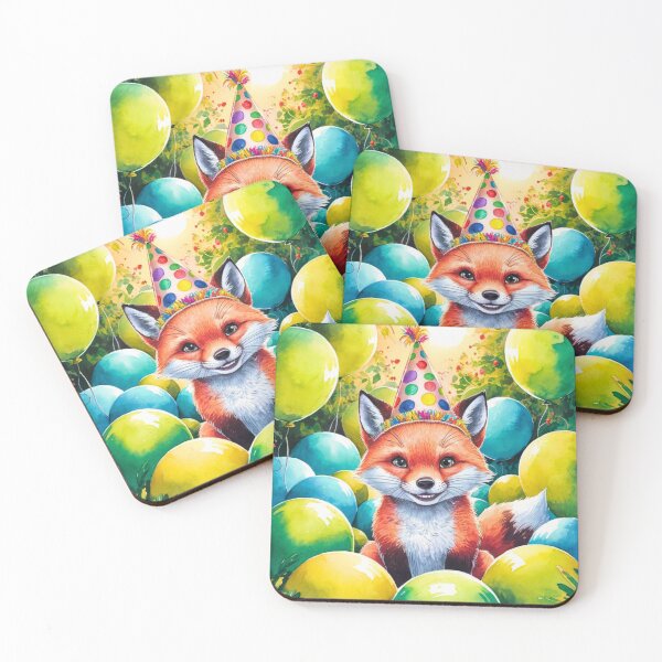 Item preview, Birthday Celebration. Birthday Fox. Adorable fox, birthday balloons, watercolor fox, fox drawing, floral fox designed and sold by FoxVibes.