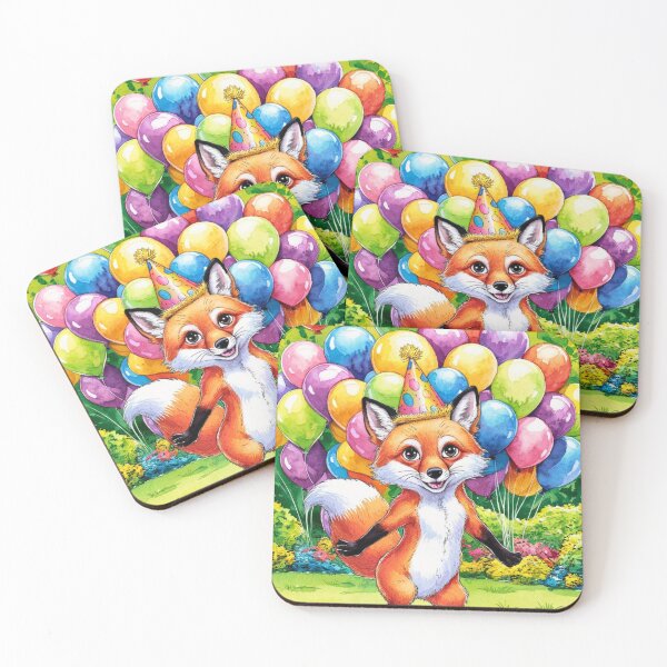 Item preview, Birthday Celebration. Birthday Fox. Adorable fox, birthday balloons, watercolor fox, fox drawing, floral fox designed and sold by FoxVibes.