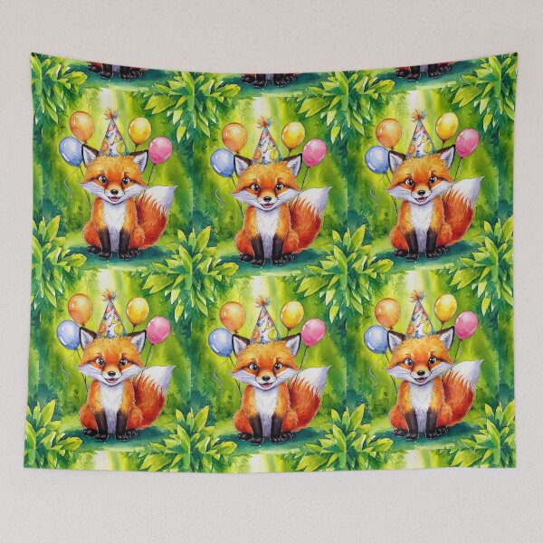 Item preview, Birthday Celebration. Birthday Fox. Adorable fox, birthday balloons, watercolor fox, fox drawing, floral fox designed and sold by FoxVibes.