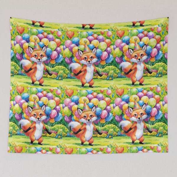 Item preview, Birthday Celebration. Birthday Fox. Adorable fox, birthday balloons, watercolor fox, fox drawing, floral fox designed and sold by FoxVibes.