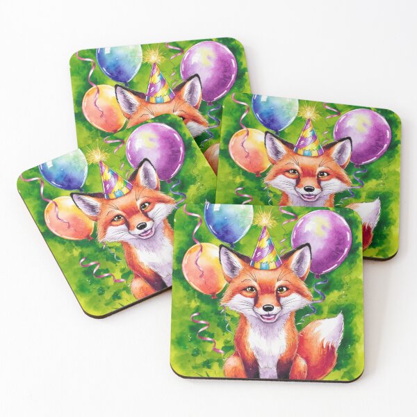 Item preview, Birthday Celebration. Birthday Fox. Adorable fox, birthday balloons, watercolor fox, fox drawing, floral fox designed and sold by FoxVibes.