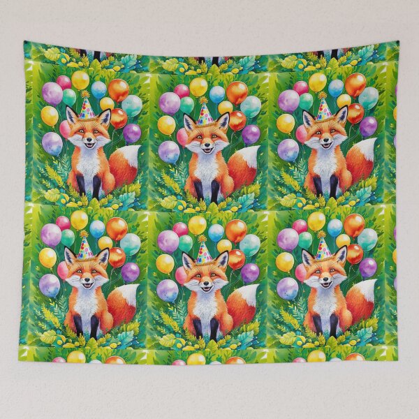 Item preview, Birthday Celebration. Birthday Fox. Adorable fox, birthday balloons, watercolor fox, fox drawing, floral fox designed and sold by FoxVibes.
