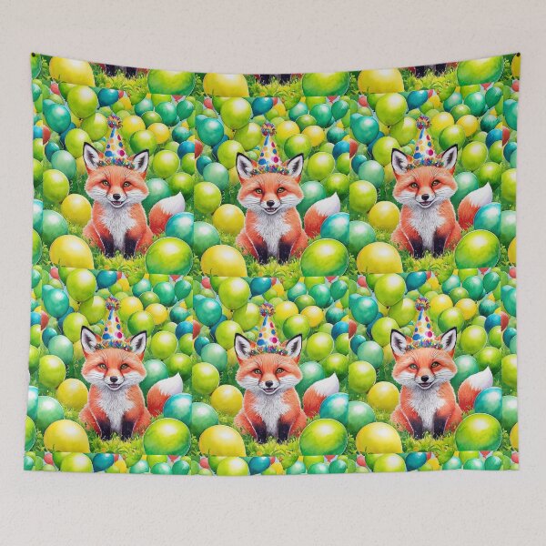Item preview, Birthday Celebration. Birthday Fox. Adorable fox, birthday balloons, watercolor fox, fox drawing, floral fox designed and sold by FoxVibes.