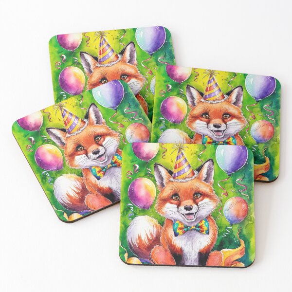 Item preview, Birthday Celebration. Birthday Fox. Adorable fox, birthday balloons, watercolor fox, fox drawing, floral fox designed and sold by FoxVibes.