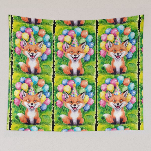 Item preview, Birthday Celebration. Birthday Fox. Adorable fox, birthday balloons, watercolor fox, fox drawing, floral fox designed and sold by FoxVibes.