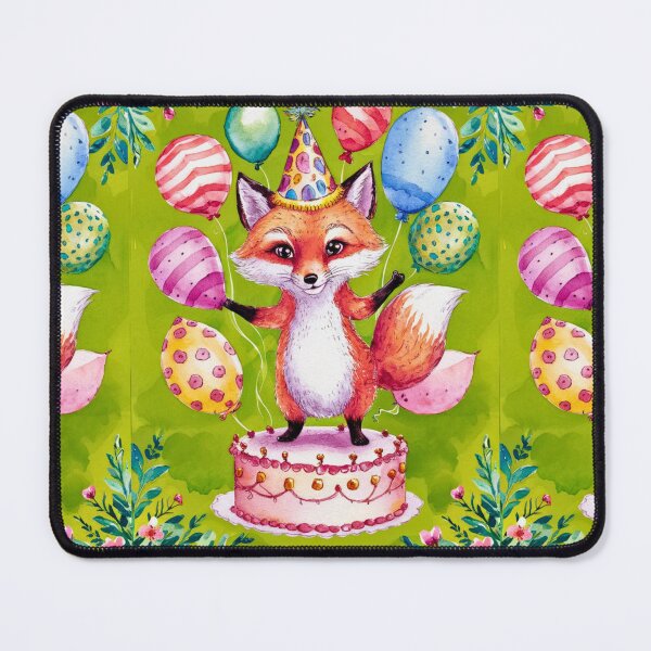 Item preview, Birthday Celebration. Birthday Fox. Adorable fox, birthday balloons, watercolor fox, fox drawing, floral fox designed and sold by FoxVibes.
