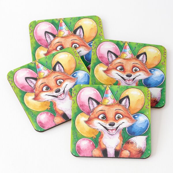 Item preview, Birthday Celebration. Birthday Fox. Adorable fox, birthday balloons, watercolor fox, fox drawing, floral fox designed and sold by FoxVibes.