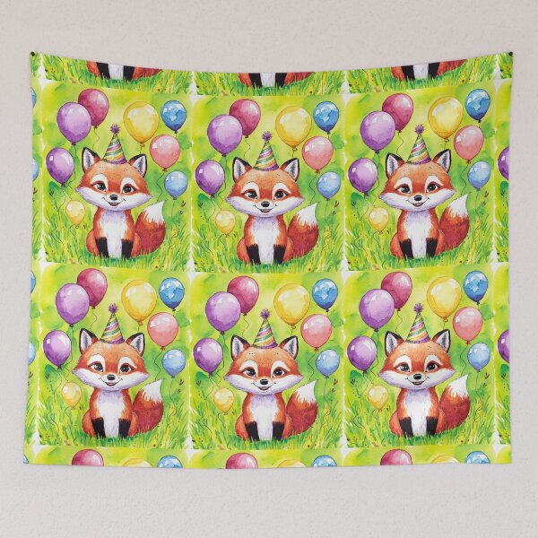 Item preview, Birthday Celebration. Birthday Fox. Adorable fox, birthday balloons, watercolor fox, fox drawing, floral fox designed and sold by FoxVibes.