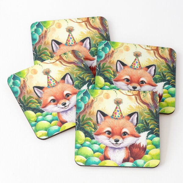 Item preview, Birthday Celebration. Birthday Fox. Adorable fox, birthday balloons, watercolor fox, fox drawing, floral fox designed and sold by FoxVibes.