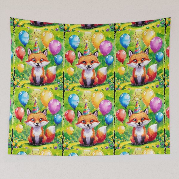 Item preview, Birthday Celebration. Birthday Fox. Adorable fox, birthday balloons, watercolor fox, fox drawing, floral fox designed and sold by FoxVibes.