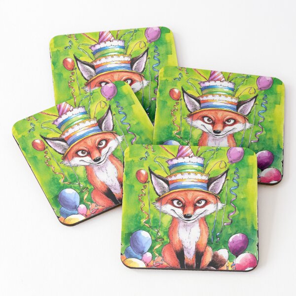 Item preview, Birthday Celebration. Birthday Fox. Adorable fox, birthday balloons, watercolor fox, fox drawing, floral fox designed and sold by FoxVibes.