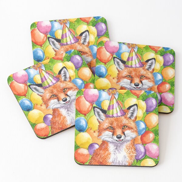 Item preview, Birthday Celebration. Birthday Fox. Adorable fox, birthday balloons, watercolor fox, fox drawing, floral fox designed and sold by FoxVibes.
