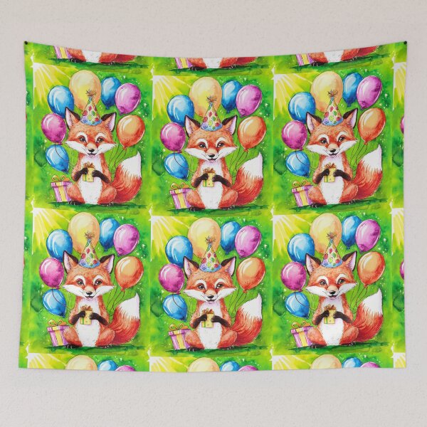 Item preview, Birthday Celebration. Birthday Fox. Adorable fox, birthday balloons, watercolor fox, fox drawing, floral fox designed and sold by FoxVibes.