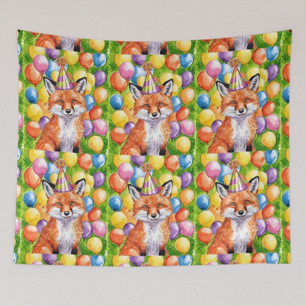 Item preview, Birthday Celebration. Birthday Fox. Adorable fox, birthday balloons, watercolor fox, fox drawing, floral fox designed and sold by FoxVibes.