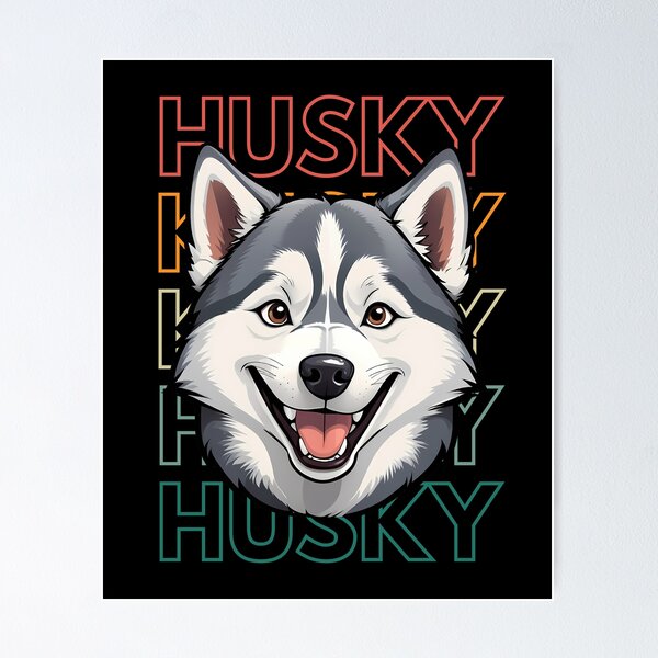 Item preview, Husky Cartoon Art: Vintage Dog Lover Design designed and sold by andasanc14.