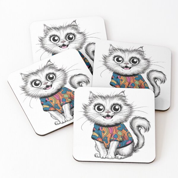 Item preview, Cartoon Cat with Big, Round Eyes and Cheerful Smile designed and sold by derricwise.
