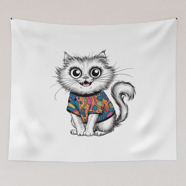 Item preview, Cartoon Cat with Big, Round Eyes and Cheerful Smile designed and sold by derricwise.