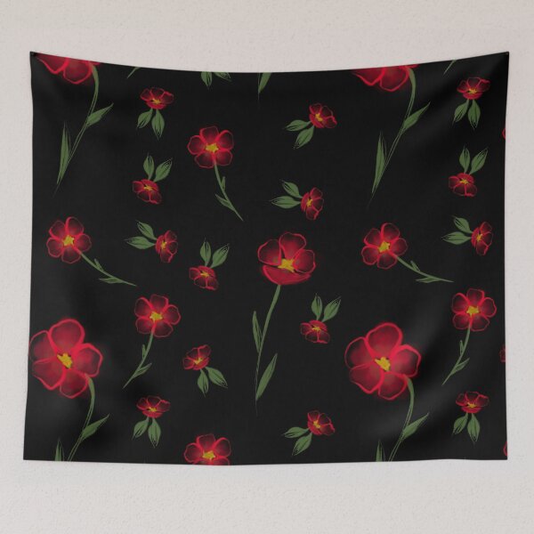 Item preview, Loose Watercolour Flowers- Black Background designed and sold by Illusyion-Arts.
