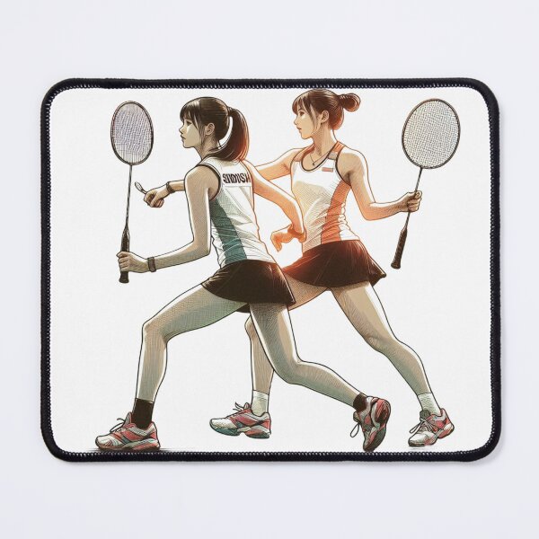 Item preview, Badminton and female badminton players designed and sold by MigWhimsy.