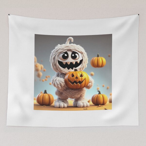 Item preview, Cute Mummy Bringing Candy with Pumpkin Basket Cartoon Vector Icon Illustration designed and sold by hjian8219.