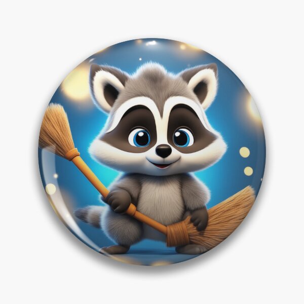 Item preview, Cute Raccoon Flying with Magic Broom Cartoon Vector Icon Illustration designed and sold by hjian8219.